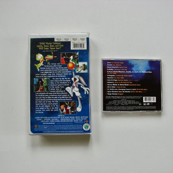 Michael Jordan Space Jam Movie VHS Tape + CD Bugs Bunny 1997 Warner Bros Tested - Picture 2 of 14